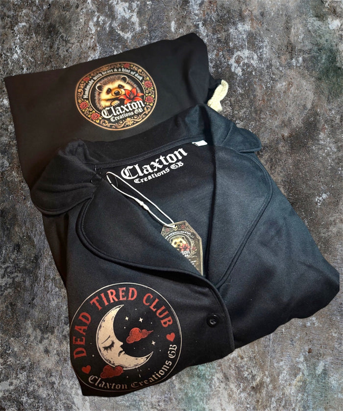 Dead Tired Club Soft Black Women’s PJs Set🌙 Claxton Creations GB