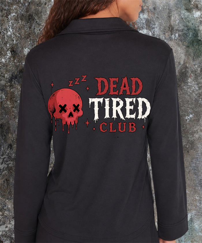 Dead Tired Club Soft Black Women’s PJs Set🌙 Claxton Creations GB