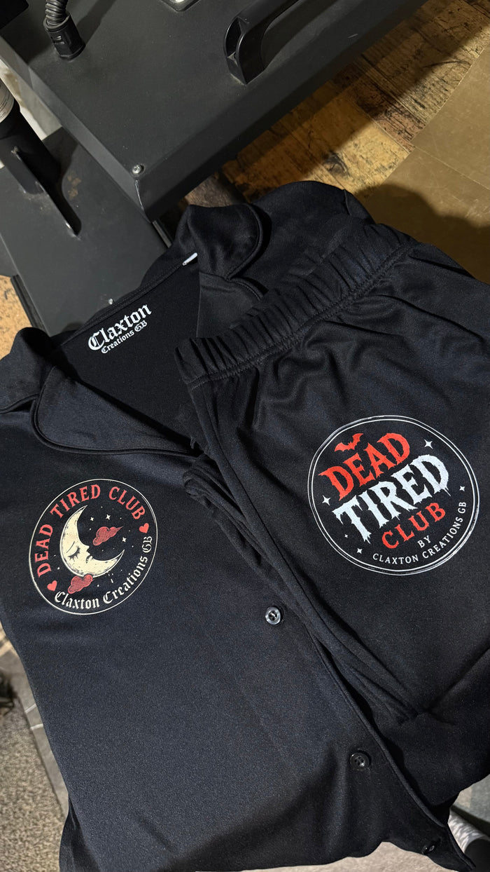 Dead Tired Club Soft Black Women’s PJs Set🌙 Claxton Creations GB