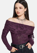 Demi Devore Ruched Off The Shoulder Top - Plum