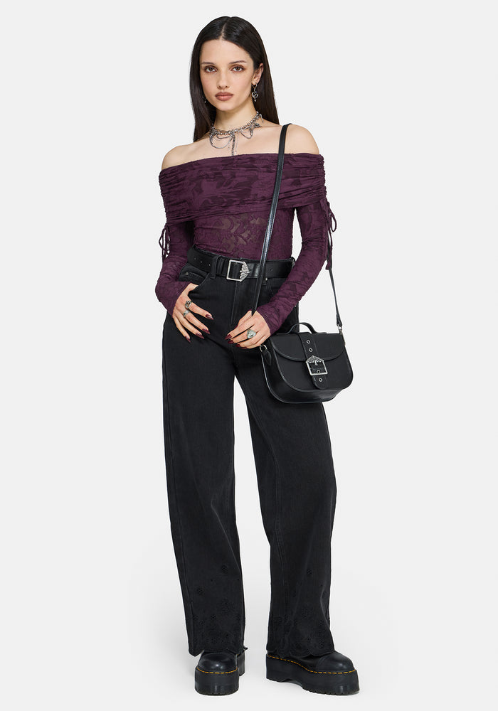 Demi Devore Ruched Off The Shoulder Top - Plum