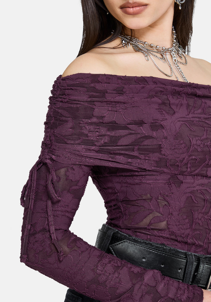 Demi Devore Ruched Off The Shoulder Top - Plum