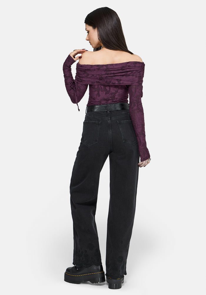 Demi Devore Ruched Off The Shoulder Top - Plum