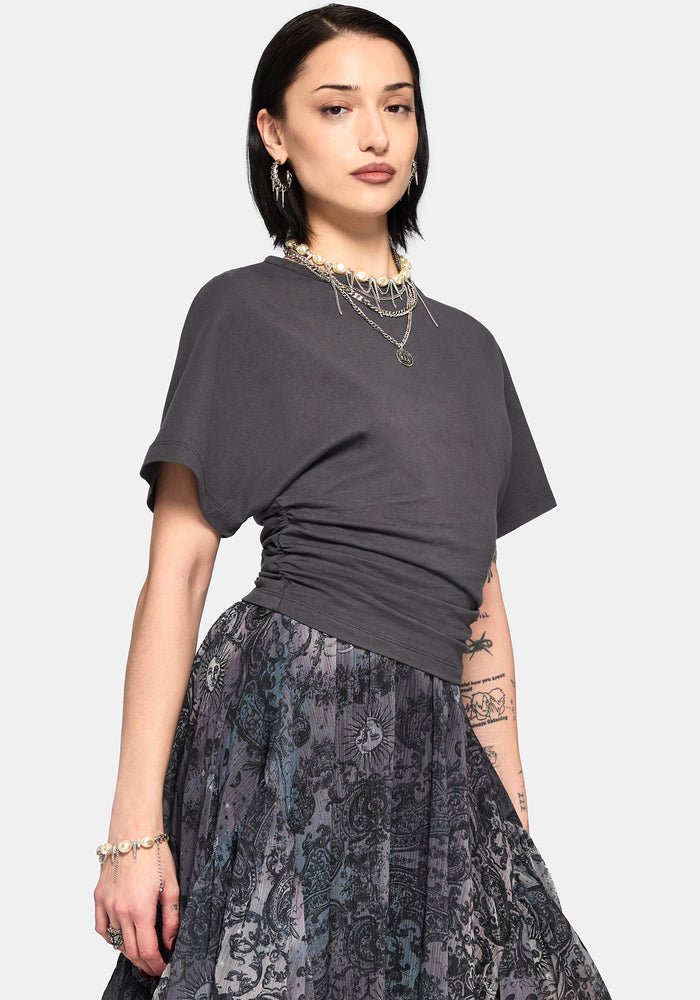 Deni Ruched Short Sleeve Top