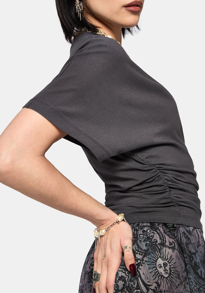 Deni Ruched Short Sleeve Top