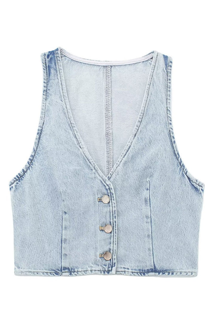 Denim Crop Vest - SexyModest Boutique