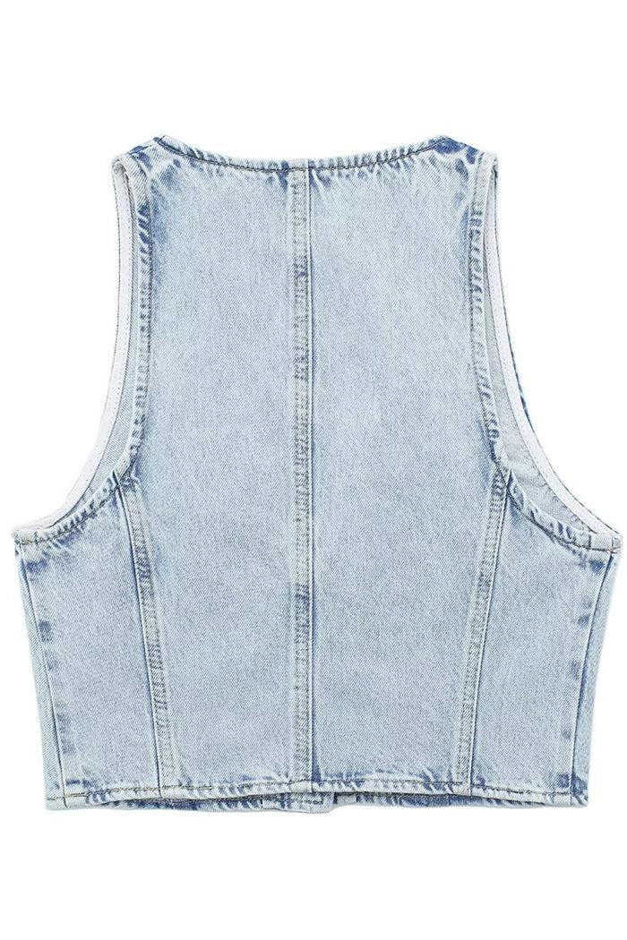 Denim Crop Vest - SexyModest Boutique
