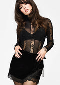Deva Velour Lace Trim Tie Waist Skort