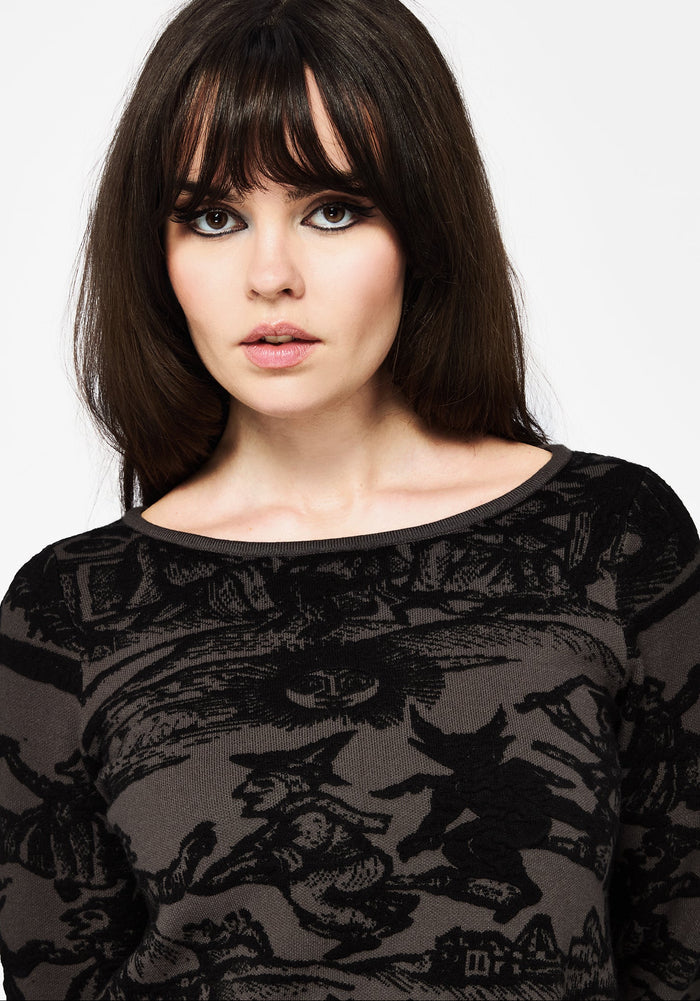 Diabolical Raised Jacquard Knit Jumper