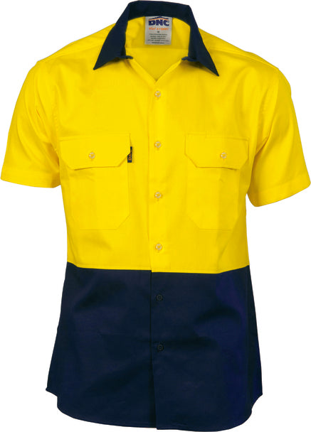 DNC Hi Vis 3 Way Cool-breeze Cotton Shirt - Short Sleeve 3937