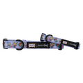 Two adjustable purple Dog Collar - Nickelodeon Rugrats™ by Sassy Woof, featuring Rugrats cartoon characters, black buckles, and “Rugrats” and “Sassy Woof” logos—perfect for fans of 90s-inspired dog accessories.