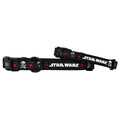 Set of two Sassy Woof Dog Collars – STAR WARS™ The Dark Side, in black with white logos, red and white Imperial symbols, and Darth Vader helmets. Each neoprene collar features a plastic buckle and sturdy D-ring for secure attachment.