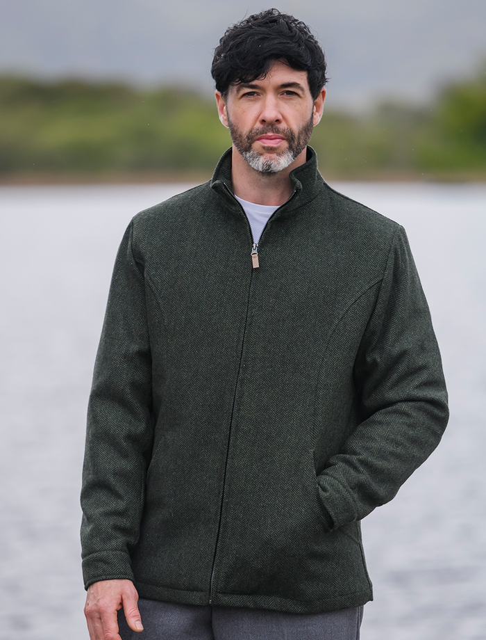Donegal Wool Tweed Walking Jacket - Olive #color_olive