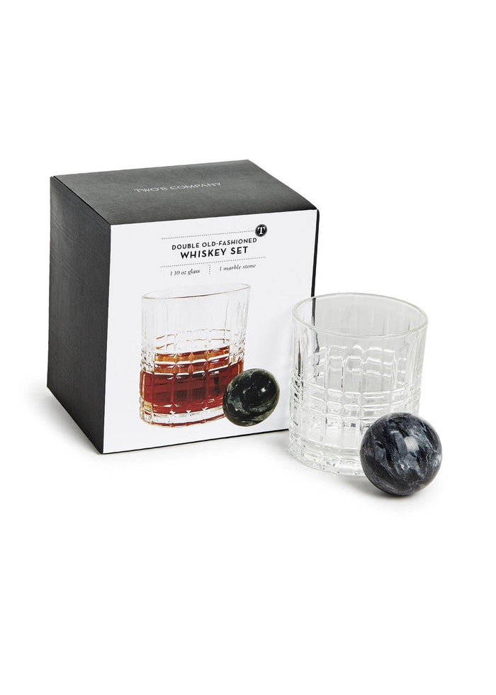 Double Old Fashion Whisky Set Two's Company Drinkware