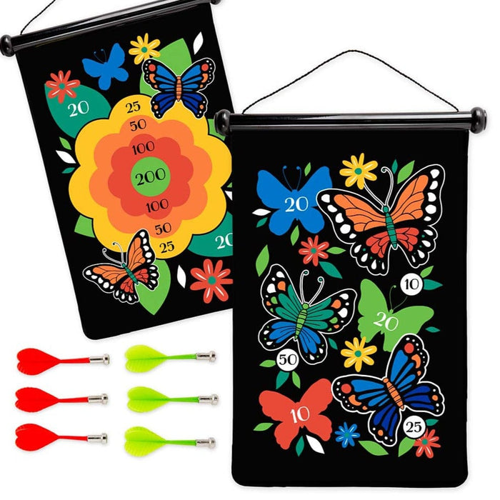 Double Sided Magnetic Game with Target | 6 Styles Hearth Song Dartboards Butterfly