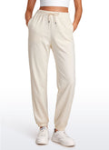 CRZ YOGA Womens French Terry High Rise Down the Street Sweatpants 28'' White Apricot