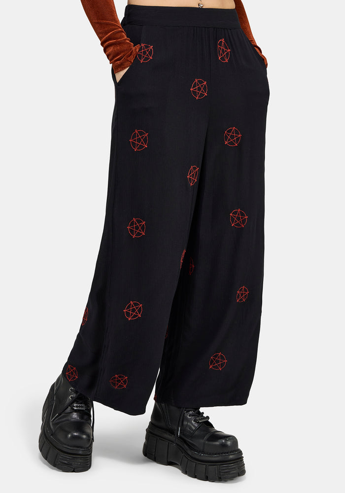 Druantia Moon Embroidery Wide Leg Culotte