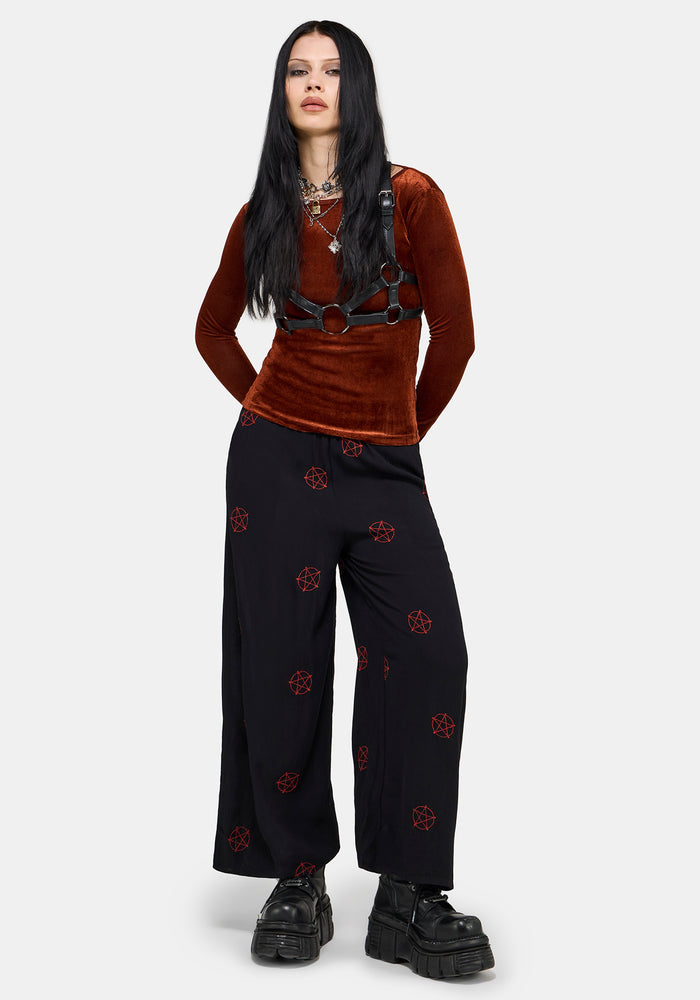 Druantia Moon Embroidery Wide Leg Culotte