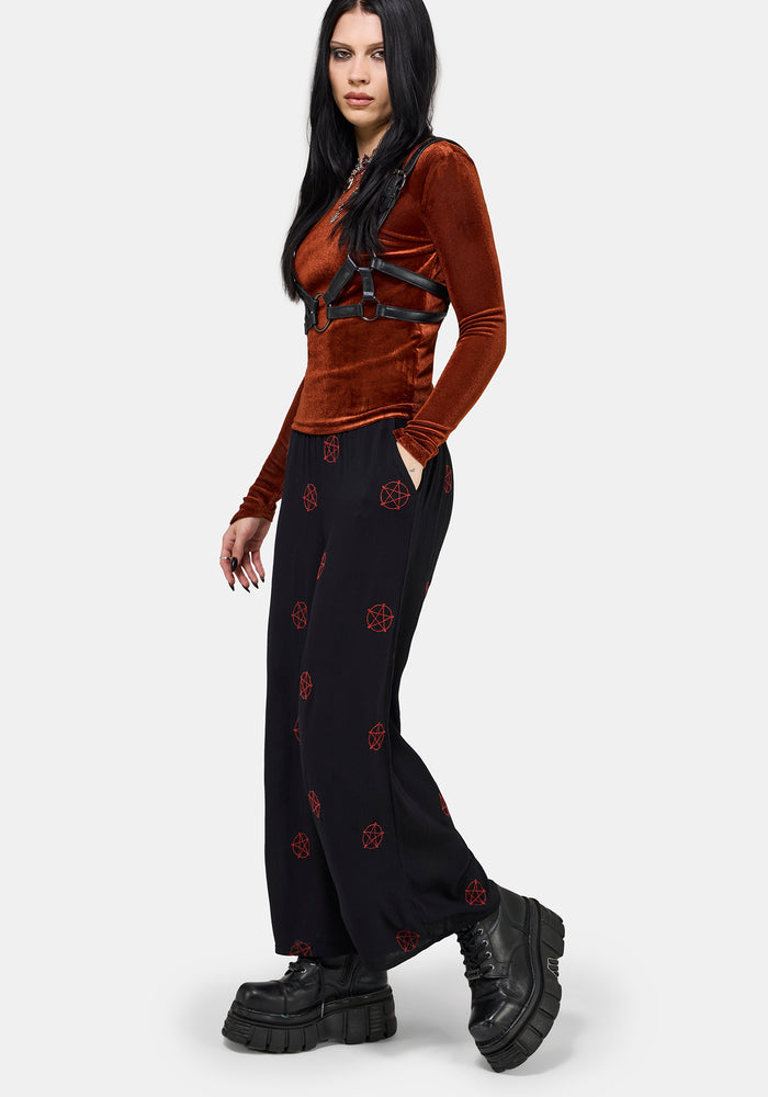 Druantia Moon Embroidery Wide Leg Culotte