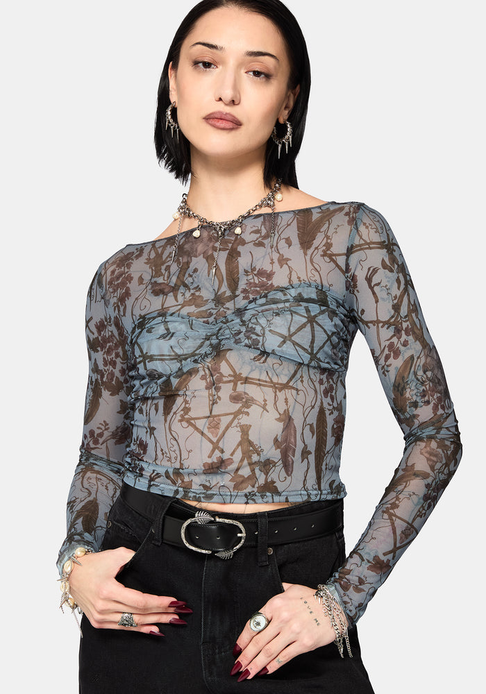 Dusha Garden Long Sleeve Mesh Top