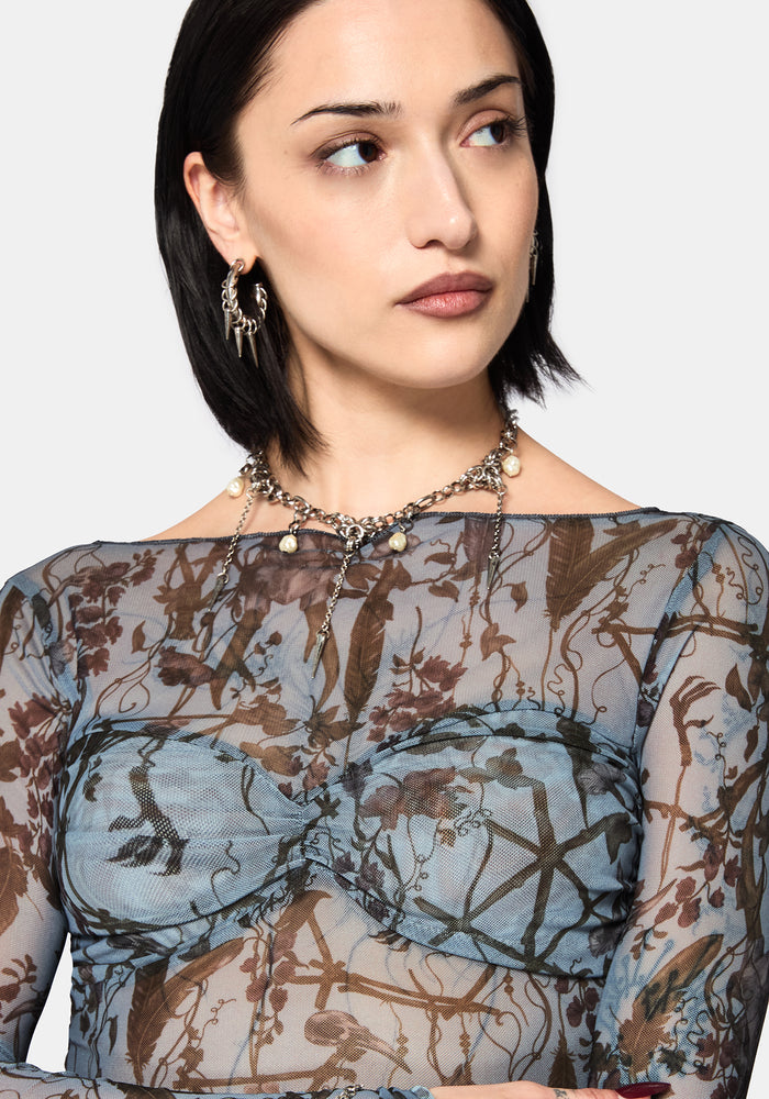 Dusha Garden Long Sleeve Mesh Top