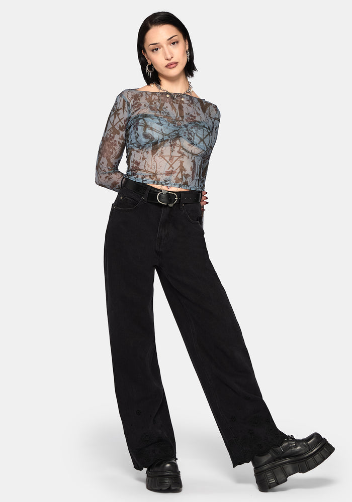 Dusha Garden Long Sleeve Mesh Top