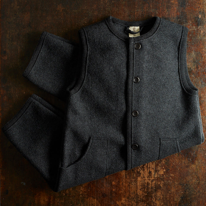 Earth Kids Playsuit - Boiled Merino Wool - Anthracite