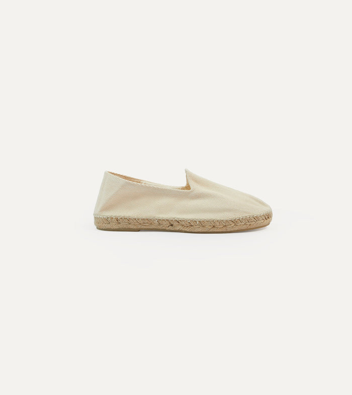 Ecru Herringbone Cotton Espadrilles