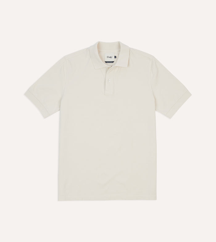 Ecru Piqué Cotton Polo Shirt