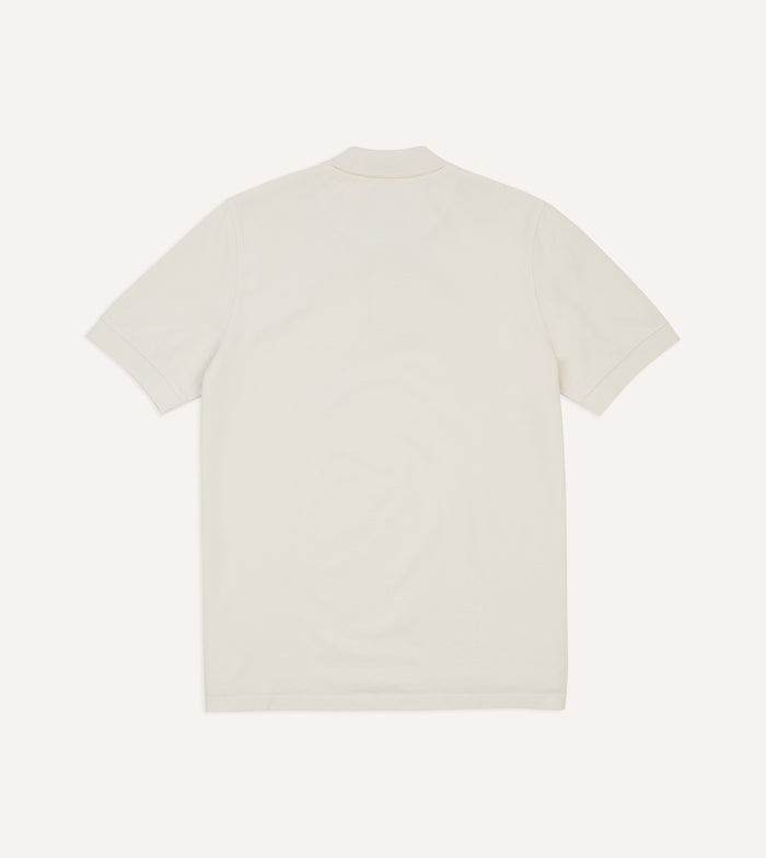 Ecru Piqué Cotton Polo Shirt