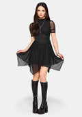 Elinor Mesh Handkerchief Hem Mini Dress