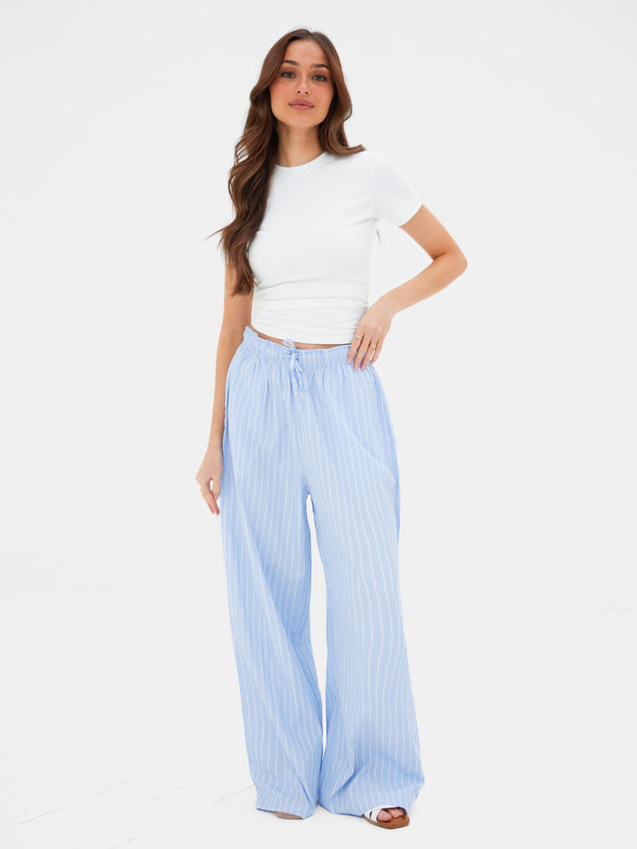 Elodie Stripe Trousers - Blue