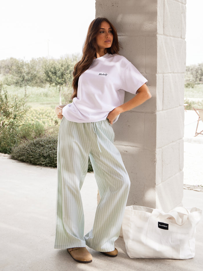 Elodie Stripe Trousers - Mint Green