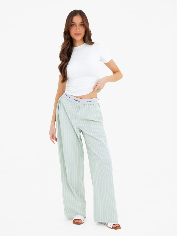 Elodie Stripe Trousers - Mint Green