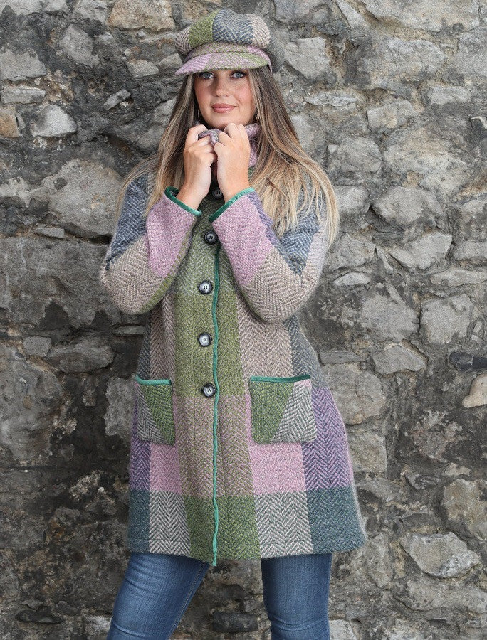 Emma Tweed Herringbone Coat - Donegal Grey #color_donegal-loden