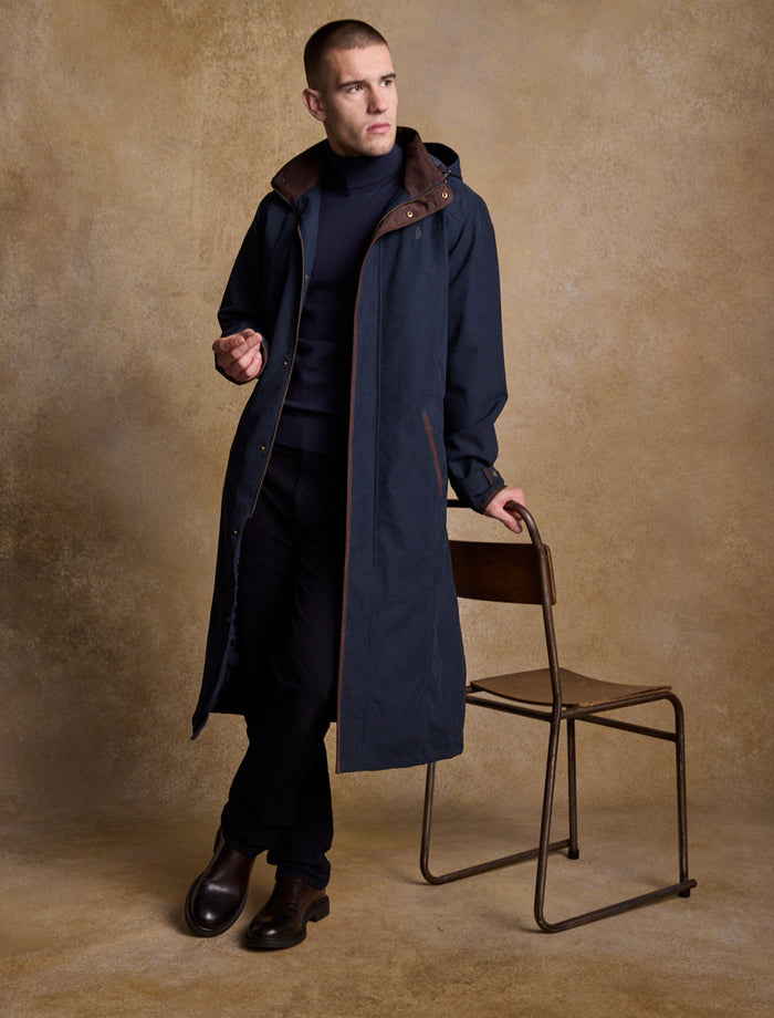 Emmet Waterproof Long Coat - Navy #color_navy