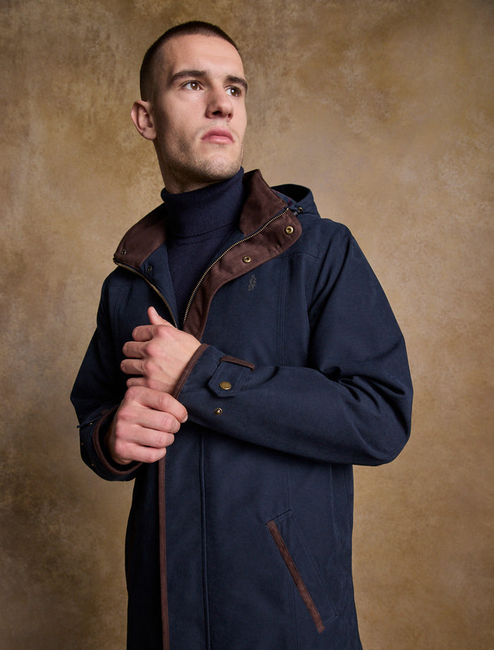 Emmet Waterproof Long Coat - Navy #color_navy