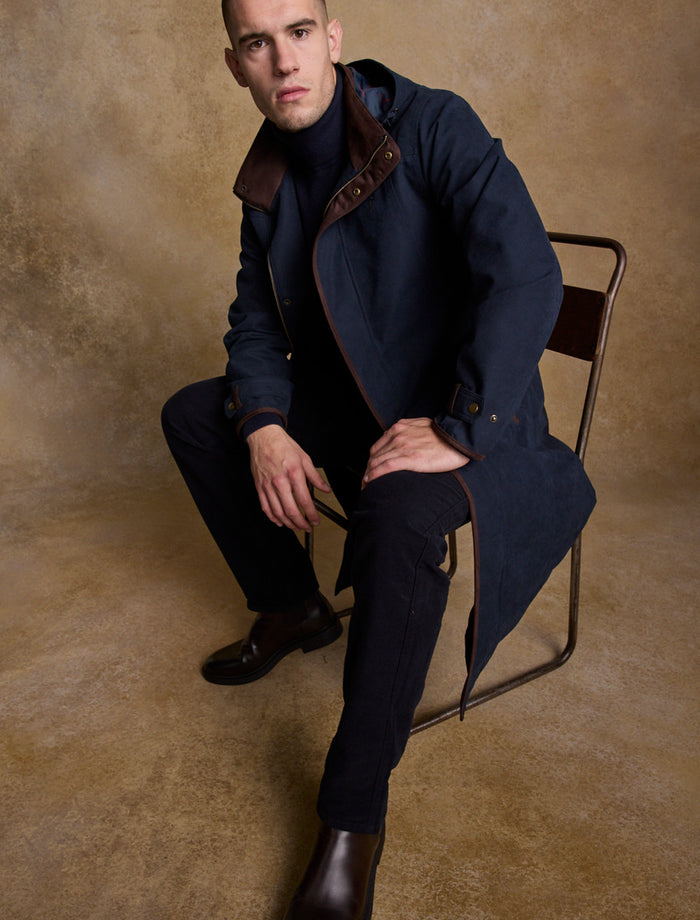Emmet Waterproof Long Coat - Navy #color_navy