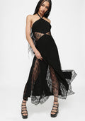 Endora Lace Side Panel Halterneck Maxi Dress