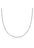 Bright silver beaded choker necklace on a white background