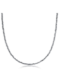 Silver beaded choker necklace on a white background