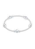 Silver beaded bracelet on a white background