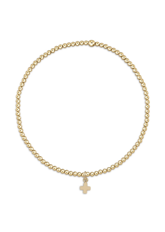 enewton Designs Classic Gold 2mm Bead Bracelet - Signature Cross Small Gold Charm