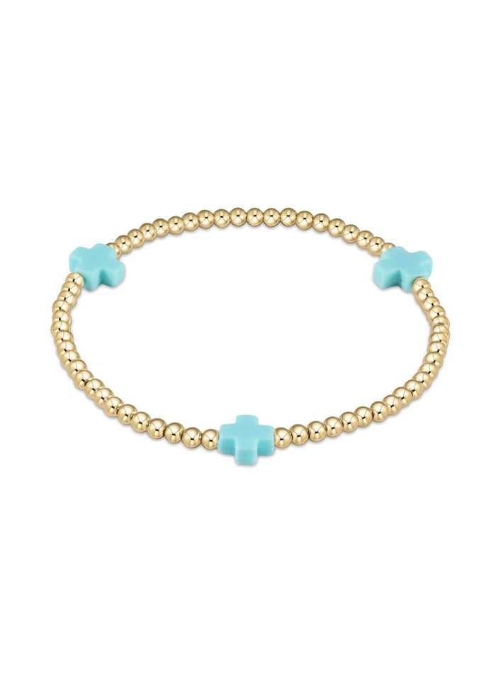 E.Newton Extends Signature Cross Gold Bracelets e.newton Designs Bracelets Signature Cross Gold w Turquoise 3 mm