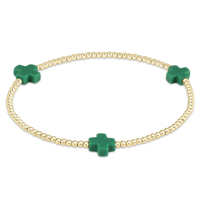 eNewton Signature Cross Small 2mm Bracelet | Emerald e.newton Designs BRACELET