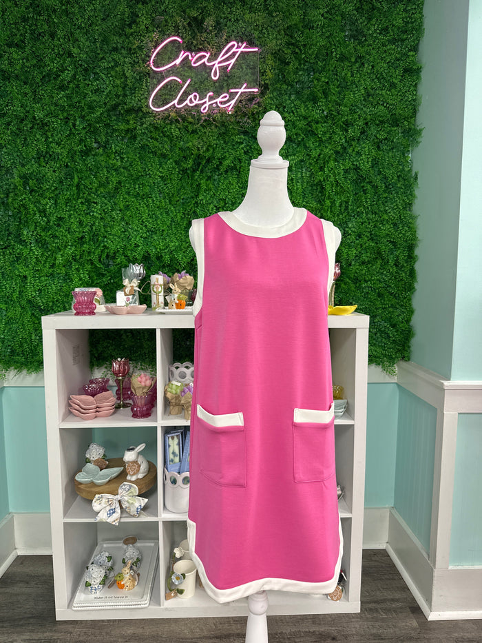 ENTRO Solid Knit Dress With Front Pockets In Pink *FINAL SALE*