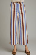 ENTRO Striped Pants In Brown Combo