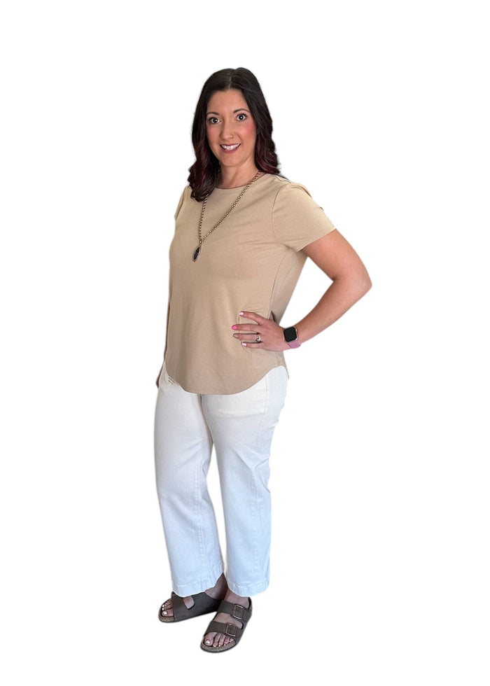 Everyday Crew Neck HiLo Hem Tee Pine Apparel Casual Top Small / Sand