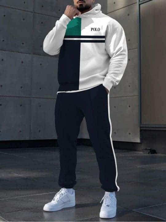 Model wearing MTS-280 men’s tracksuit casual look