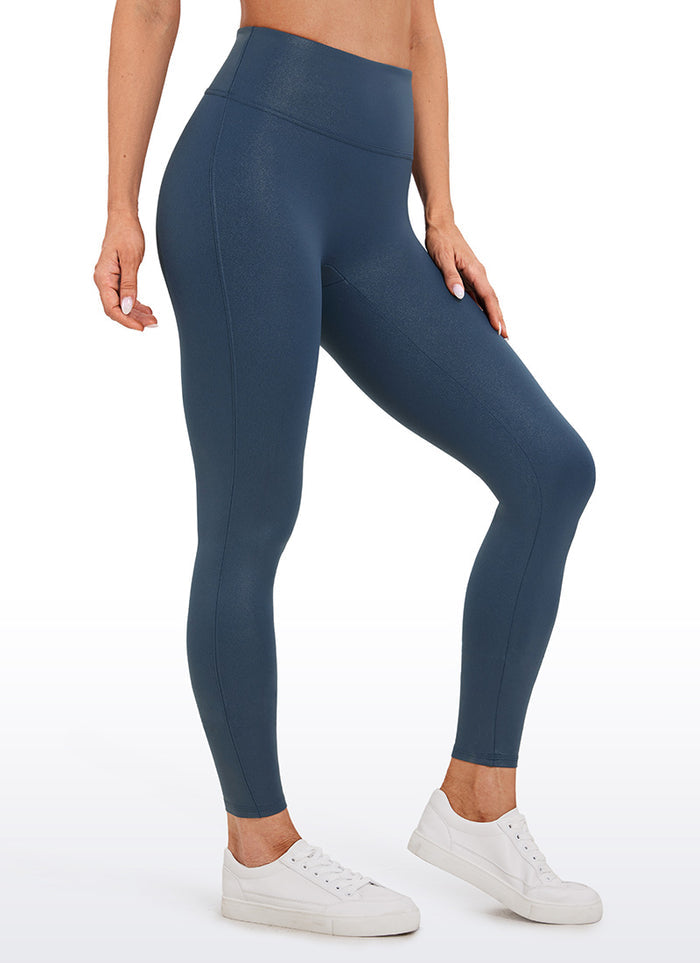 CRZ YOGA Women Butterluxe Matte Faux Leather No Front Seam Leggings 26.5'' FRENCH NAVY Classic Pattern
